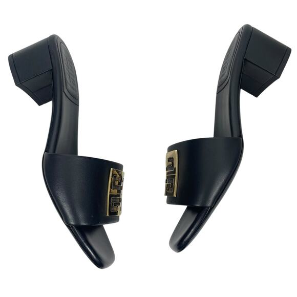 Givenchy 4G Gold Logo Black Nappa Leather Mule Sandal Size 36 - Picture 9 of 14